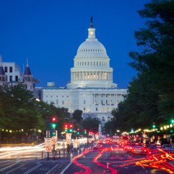 View down Pennsylvania Avenue DC at night