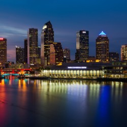 City skyline of Tampa Florida at sunset