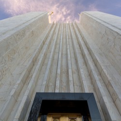 Mormon temple in Washington DC in late winter afternoon