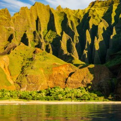 Vertical Na Pali coastline taken from Kauai cruise