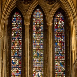 Stained glass window in Truro cathedral in Cornwall