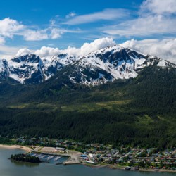 View from Mount Roberts toward Mt Bradley above Juneau Alaska