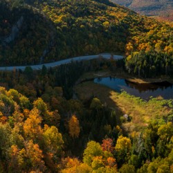 Aerial overview of Appalachian Gap Road in Vermont