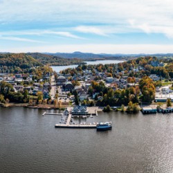 Aerial view of Newport Vermont in the fall
