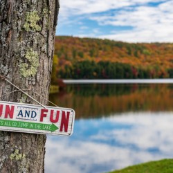 Sun and Fun swimming sign by Silver Lake Vermont
