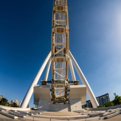 Fisheye view of Ain Dubai observation wheel on Bluewaters Island