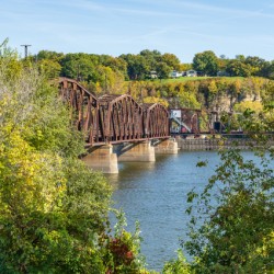 Historic rail bridge between Dubuque Iowa and East Dubuque
