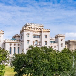 Castle in Baton Rouge or old capitol building in Louisiana