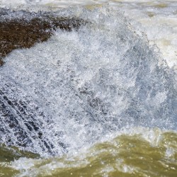 Frozen motion of raging water flowing over Valley Falls