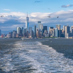 One World Trade Center dominates skyline of Lower Manhattan from