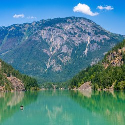 Paddleboard on Diablo Lake in North Cascades National Park in Wa