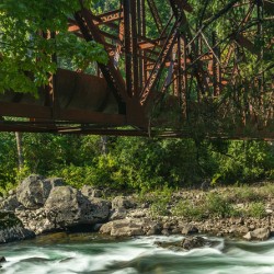 Tumwater Canyon pipeline bridge over Wenatchee River in Washingt