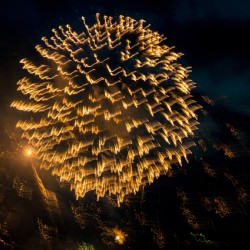 Abstract firework show over Pittsburgh