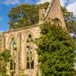 Abandoned historic British church with no roof