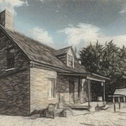 Charcoal drawing of Lighthouse keeper house Bill Baggs