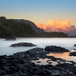 Lumahai Beach Kauai at dawn with rocks