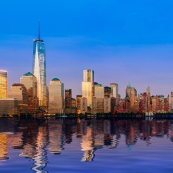 Skyline of Lower Manhattan at night