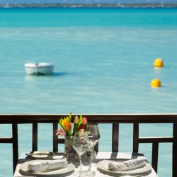 Table setting exterior restaurant in sunshine