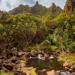 Jagged peaks above Lumahuli gardens