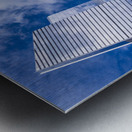 Looking up at modern buildings by brick chimney in Hudson Yards Impression metal