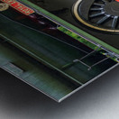 Detail of the wheels and coupling rod on the Isle of Wight Steam Metal print