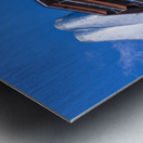 Reflective surface of the Vessel with a skyscraper behind with c Metal print