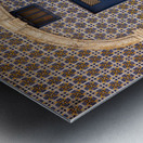 Blue door in ceramic tiled home in Lisbon Metal print