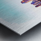 Watercolor painting of San Diego Skyline at sunset from Coronado Metal print