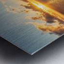 Aerial panorama of sunrise over Tunnels Beach Kauai Hawaii Metal print