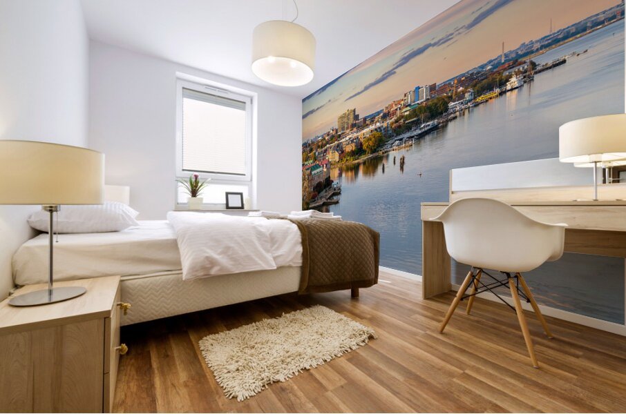 Waterfront of city of Alexandria in Virginia at sunset Mural print