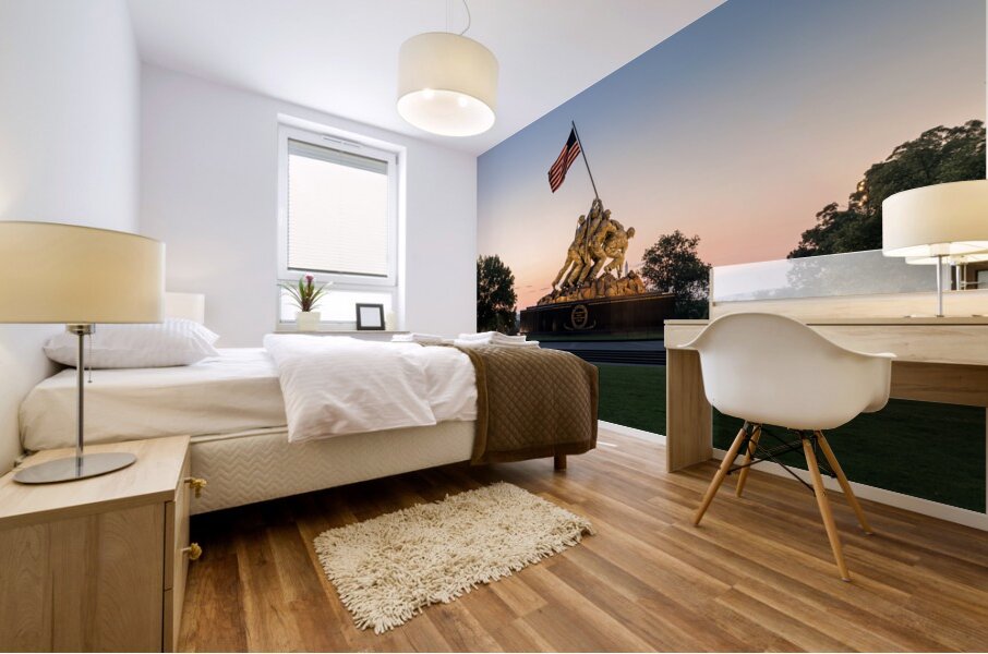Iwo Jima Memorial at dawn as sun rises Mural print