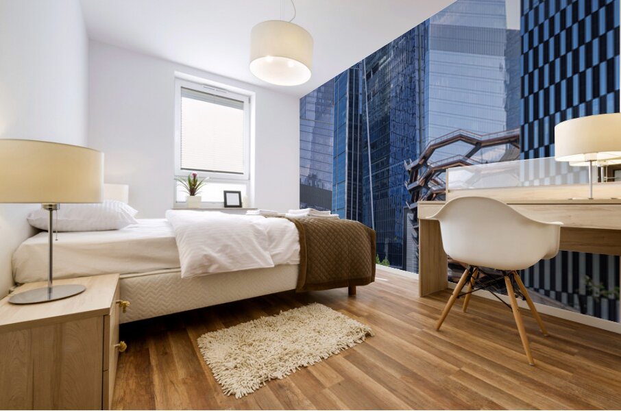 Tall office and apartment buidlings above Hudson Yards in New Yo Mural print