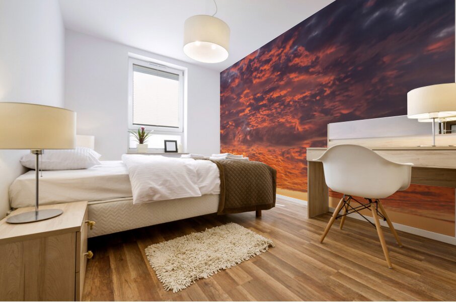 Dramatic sunset seen in the sky above Georgetown Texas community Mural print