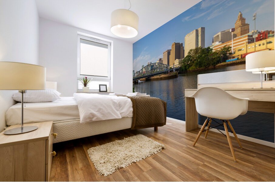 Skyline of Newark NJ from Harrison Riverbank Mural print