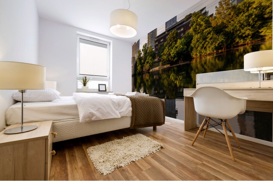 Austin Central Library with Jenga building Texas Mural print