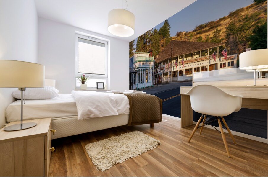 Farmers State Bank on the main street of the historic town of Wi Mural print