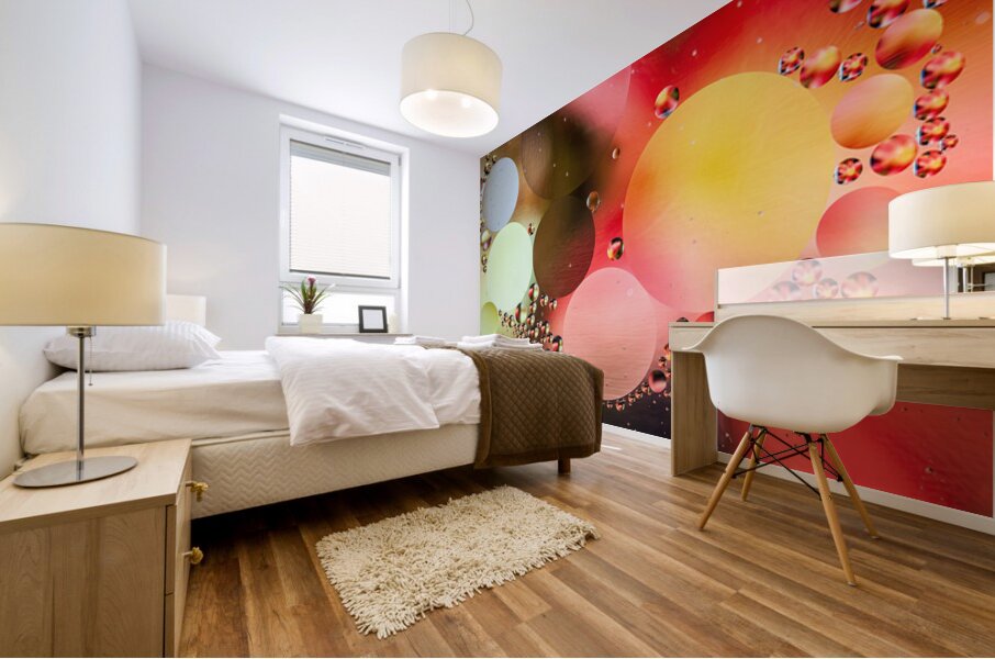 Oil and water reflecting dramatic colors Mural print