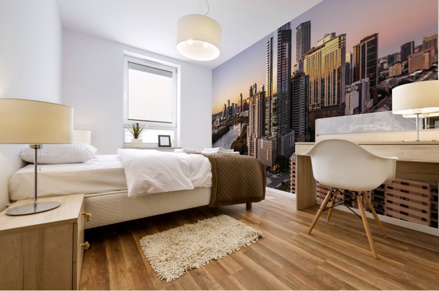 44 East Tower rises above Rainey Street District in Austin Mural print