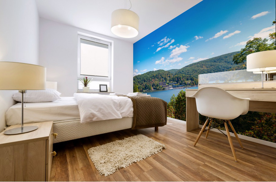 Early fall colors on Cheat Lake in Morgantown WV Mural print