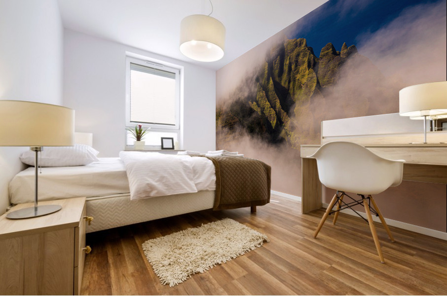 View of the fluted rocks of the Na Pali coast Mural print