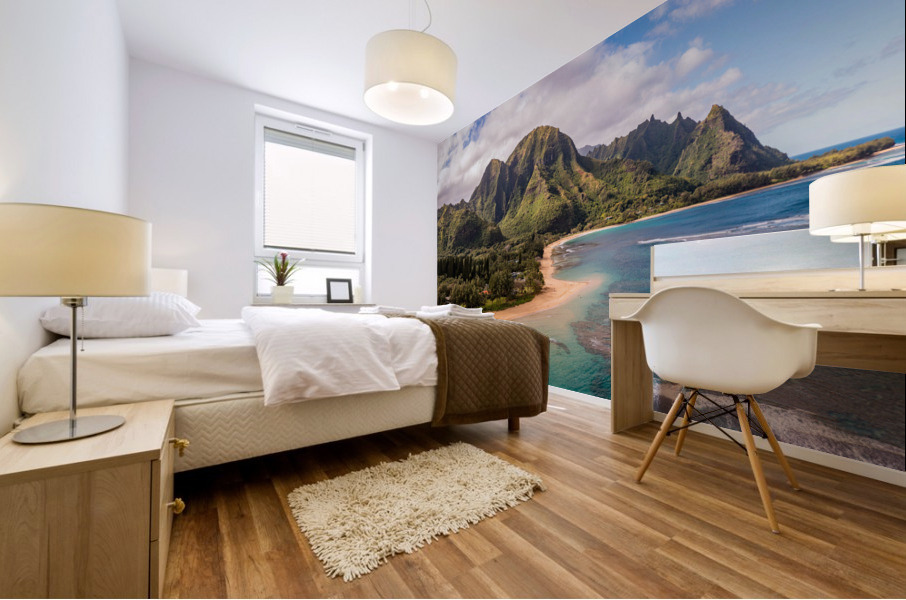 Tunnels Beach on the north shore of Kauai in Hawaii Mural print