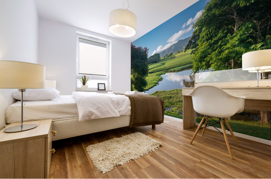 Striking Jurassic landscape on Kauai Mural print