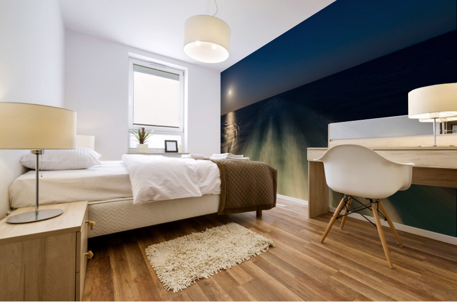 Moon over the wake of cruise ship travelling at speed Mural print