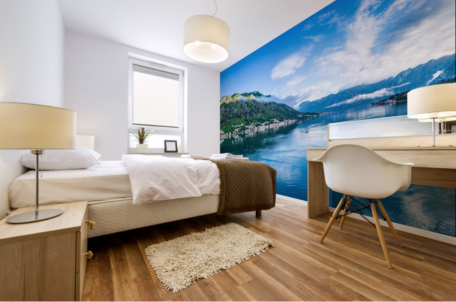 Towns of Prcanj and Dobrota on the Bay of Kotor in Montenegro Mural print