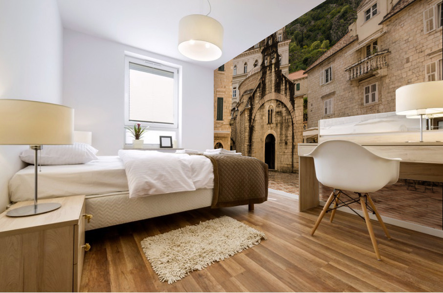 Narrow streets in Kotor in Montenegro Mural print