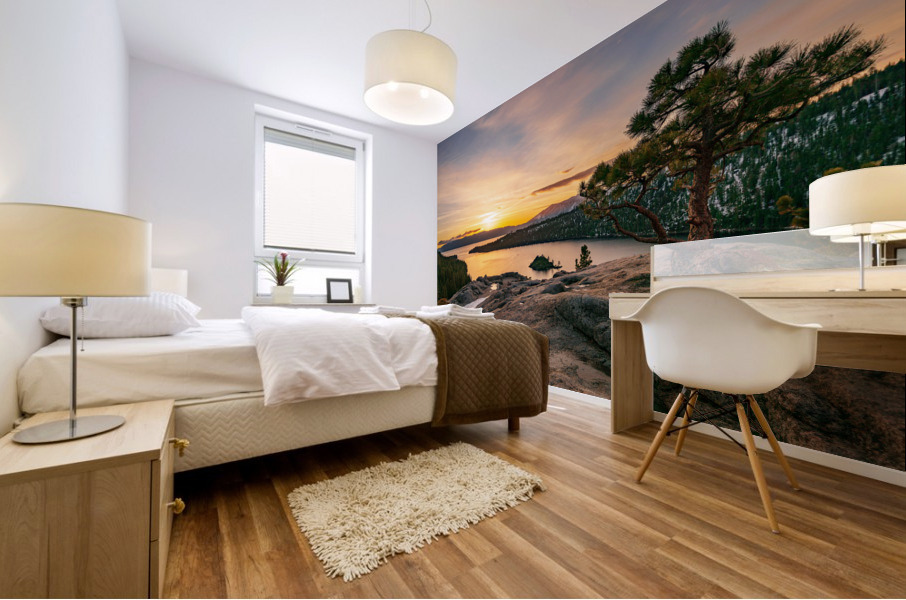 Emerald Bay on Lake Tahoe with snow Mural print