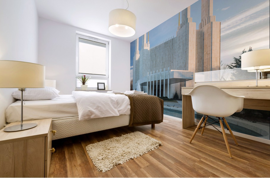 Mormon temple in Washington DC in late winter Mural print