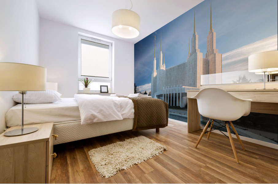 Mormon temple in Washington DC in late winter Mural print