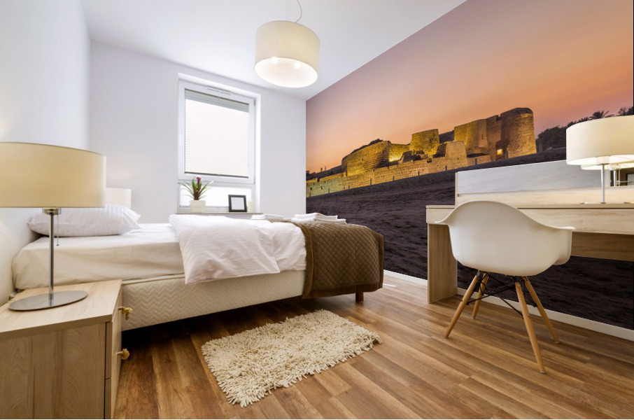 Old Bahrain Fort at Seef at sunset Mural print