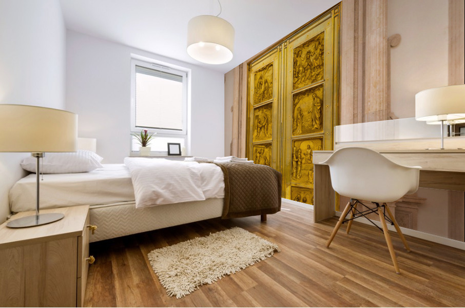 Gold doors Basilica of Mongomo in Equatorial Guinea Mural print